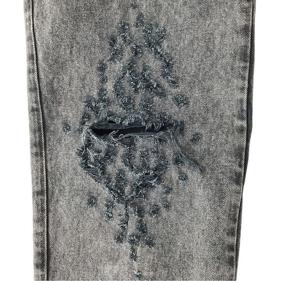 LIBERAL YOUTH MINISTRY XL Destroyed Effect Jeans Gray Denim Distressed Acid Wash - Picture 7 of 16